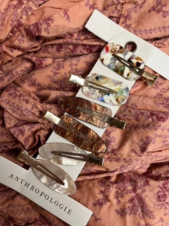 Anthropologie Marble Clip Set - Neutral & Multicolor Hair Barrettes - Picture 1 of 2